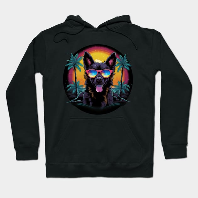 Retro Wave Cattledog Dog Shirt Hoodie by Miami Neon Designs